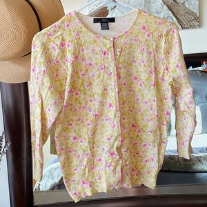 Silx by August Silk Floral Cardigan - Pink and Yellow